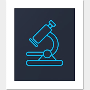 Neon Blue Microscope T-Shirt Posters and Art
